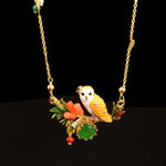 France  New Pattern Enamel Snow Owl Crystal Glaze Nacklace