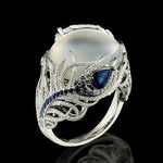 Silver Hollow Natural Opal Cat Eye Ring