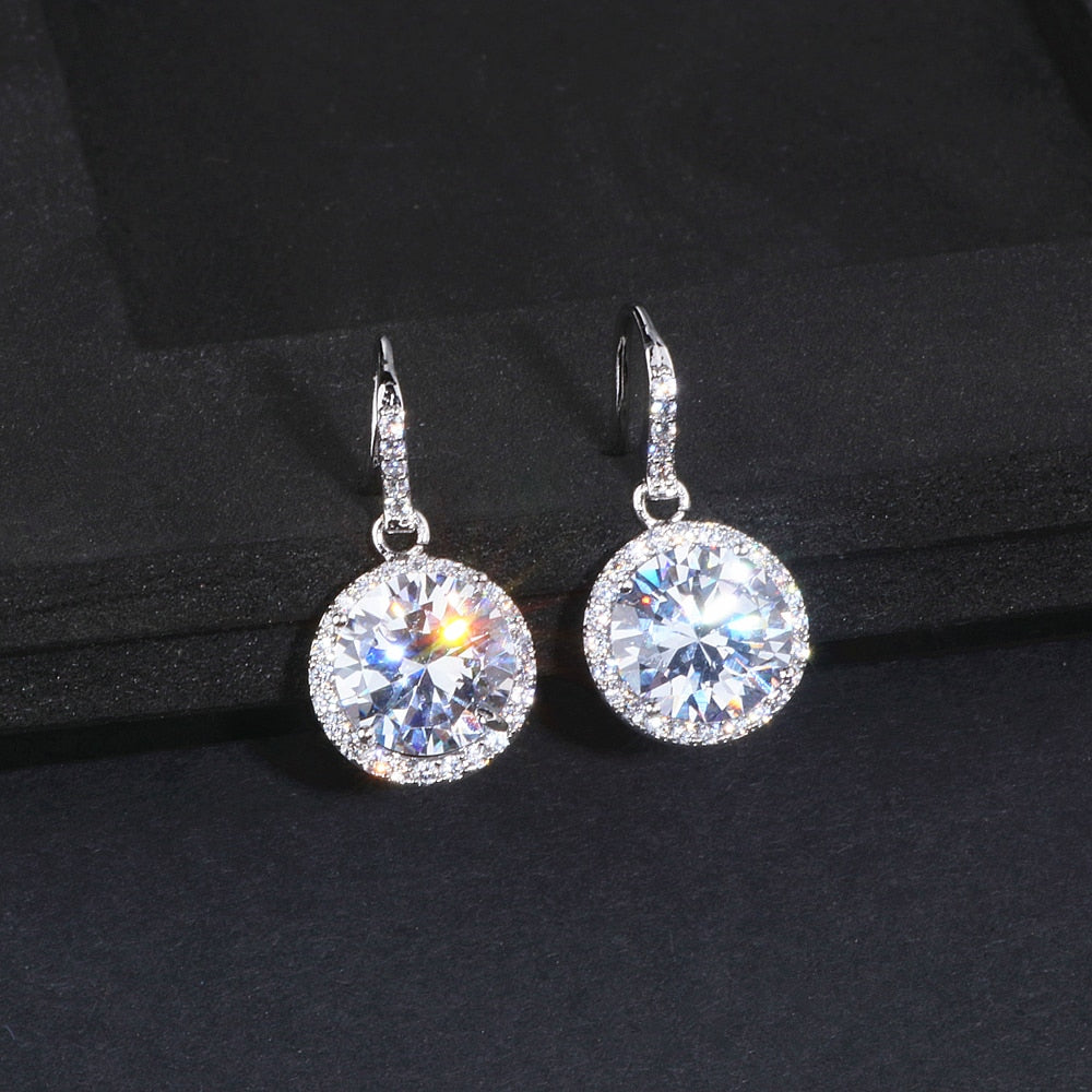 Elegant Classic Round Drop Crystal Earrings