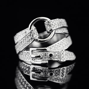 Adjustable Silver Belt Shape Band Ring