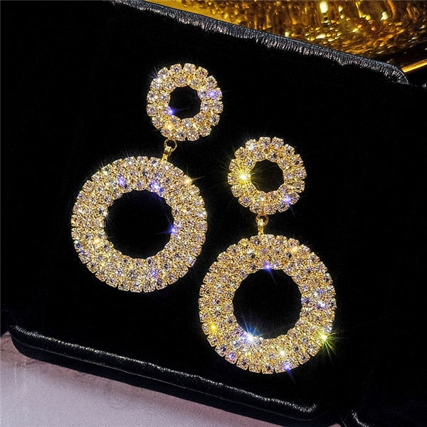 Rhinestone Big Crystal Silver Wholesale Price Earrings