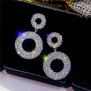 Rhinestone Big Crystal Silver Wholesale Price Earrings