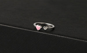 925 Sliver Double Love Opening From Swarovski Ring