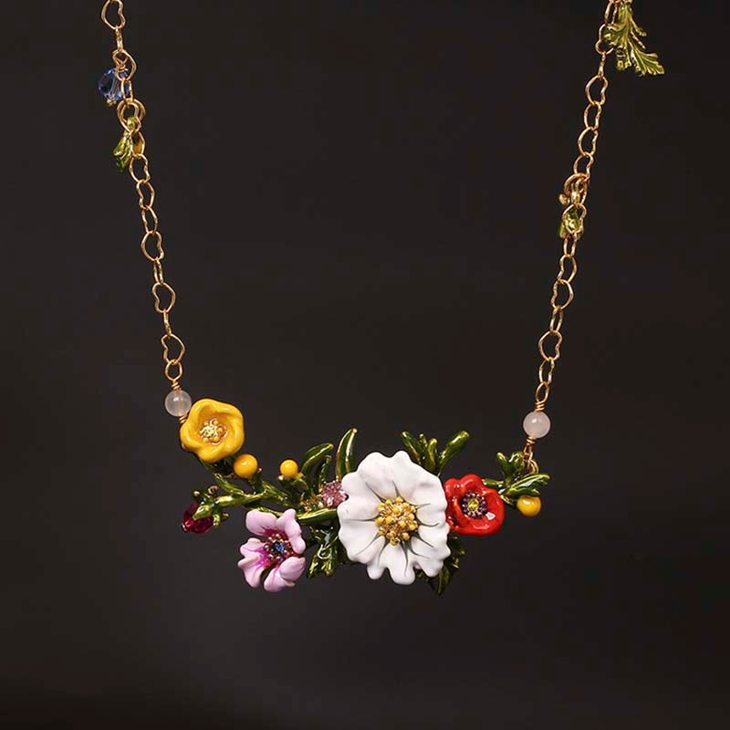 Juicy Grape Flower Plants Series Enamel Glaze A Hundred Flowers Contend In Beauty Daisy Necklace