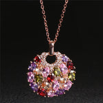 Crystal from Swarovski Mona Lisa Colored Zircon Pendant Round Flower Moon Round Necklace