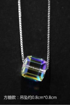 Crystals from Swarovski Water Drop Cube Sugar Crystal Pendant Nacklace