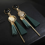 Wood Retro Woman Tassel Long Earrings