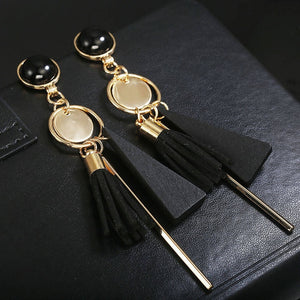 Wood Retro Woman Tassel Long Earrings