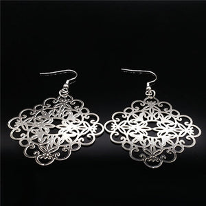 Flower Stainless Steel Statement Earrings