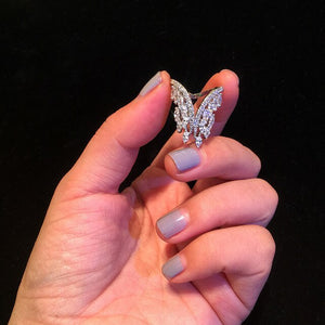 Silver Color White Crystal CZ Big Fashion Open Ring