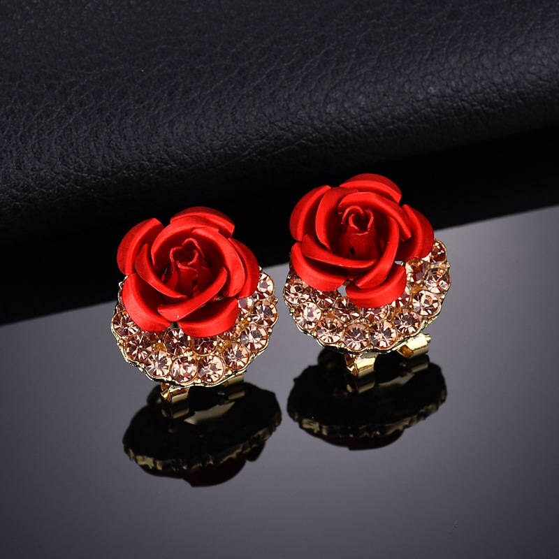 Brincos Color in Red Rose Earrings