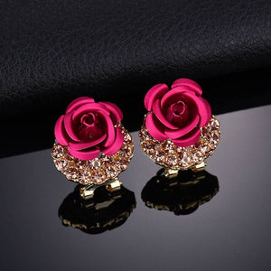 Brincos Color in Red Rose Earrings