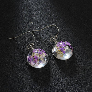 New Creative Personality New Retro Style Handmade Glass Natural Dry Flower Earrings