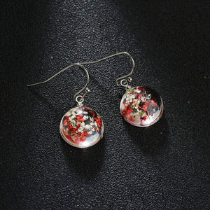 New Creative Personality New Retro Style Handmade Glass Natural Dry Flower Earrings