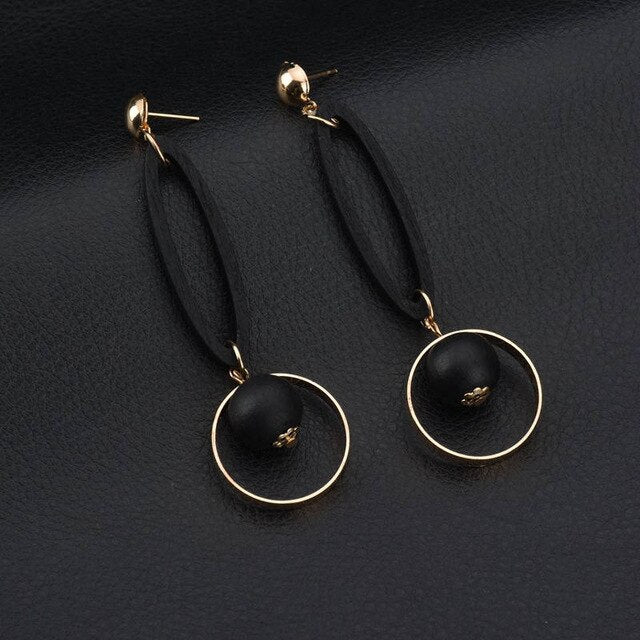 Fashion Round Pendant Beaded Earrings