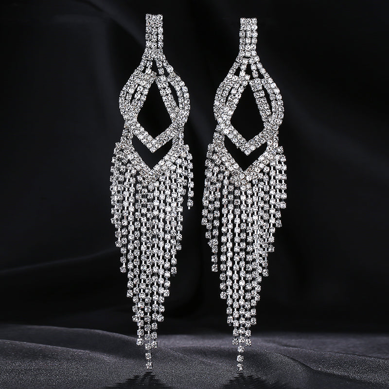 New Fashion Crystal Tassel Earrings