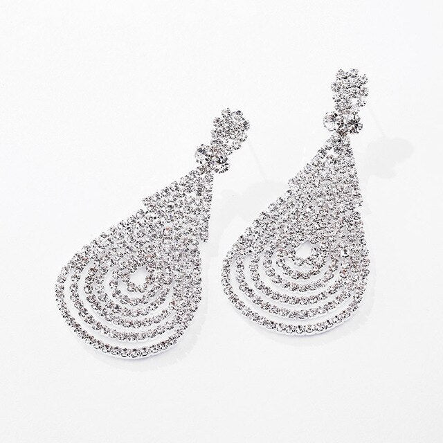 New Clear Multiple Crystal Silver Plated Drop Earrings