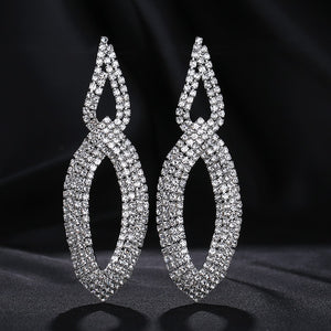 Crystal Diamante Rhinestone Long Tassel Earrings