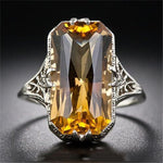 Modyle Anitique Silver Color Yellow Stone Rectangle Big Ring