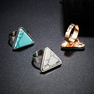 Natural Stone Opals Triangle Vintage Ring