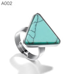 Natural Stone Opals Triangle Vintage Ring