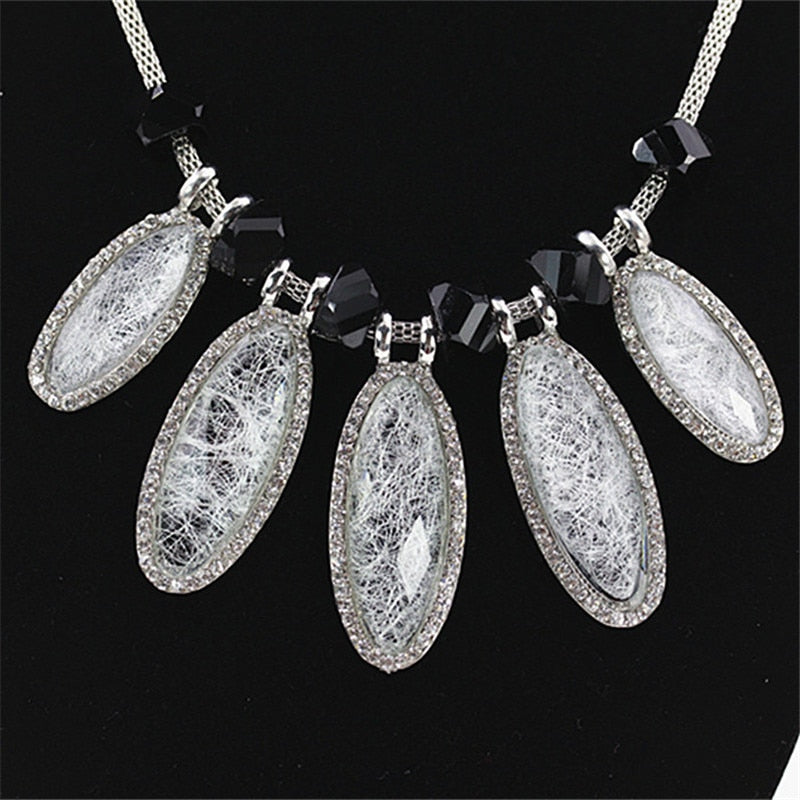 Silver Color Zirconia Water Drop Pendant Necklace