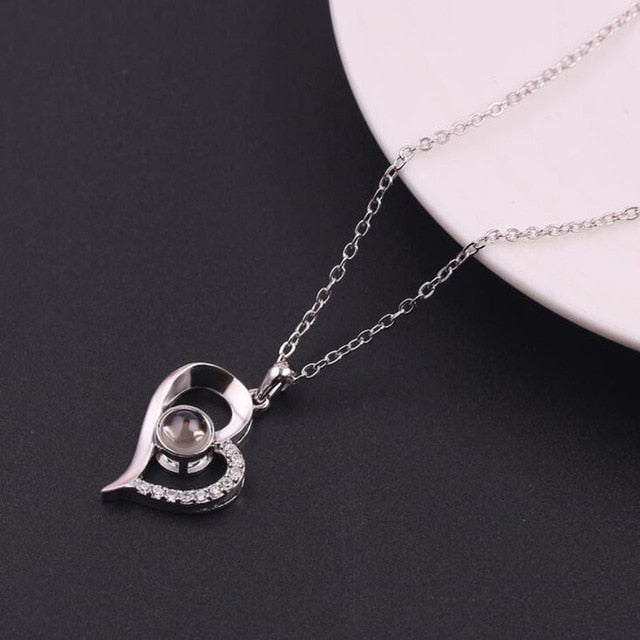 100 Languages I Love You Heart Round Shape Romantic Nacklace